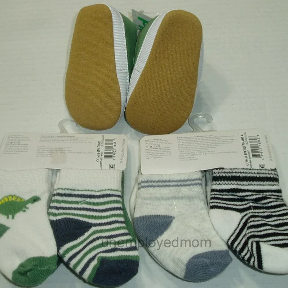 Baby Boys Socks Shoes Dinosaur 13 Items Mighty Cute a Saurus I'm a Big Deal 0/3M
